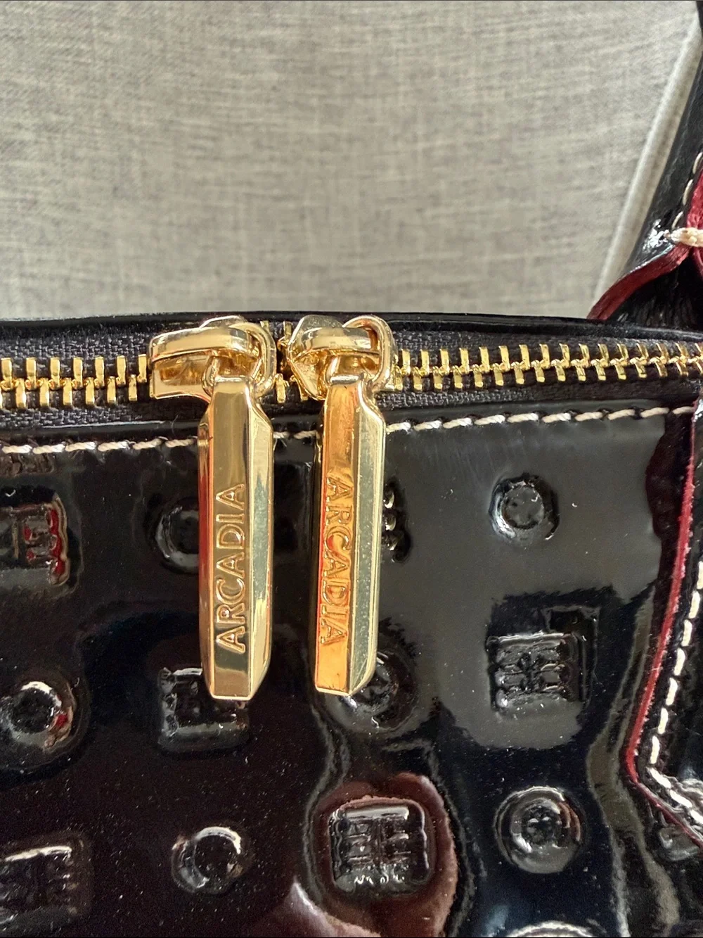 Beautiful Arcadia Italian Patent Leather Dome Satchel-Like New